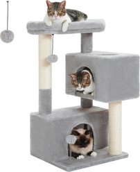 PAWZ Road Indoor 32-in Polyester Cat Tree Tower & 2 Cozy Condos, Medium, Gray