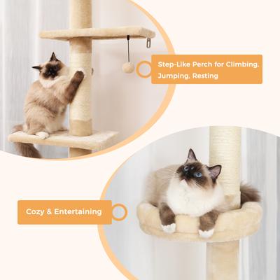 Show full view: PAWZ Road 95 to 107-in Adjustable Polyester Floor-to-Ceiling Cat Tree Tower, Beige slide 7 of 9
