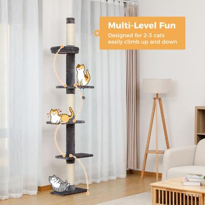 Show full view: PAWZ Road 95 to 107-in Adjustable Polyester Floor-to-Ceiling Cat Tree Tower, Gray slide 8 of 9
