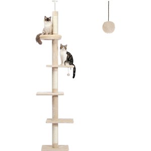 PAWZ Road 95 to 107-in Adjustable Polyester Floor-to-Ceiling Cat Tree Tower, Beige