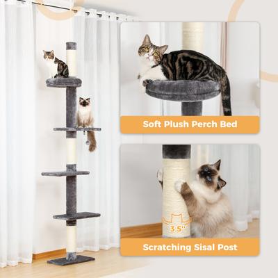 Show full view: PAWZ Road 95 to 107-in Adjustable Polyester Floor-to-Ceiling Cat Tree Tower, Gray slide 5 of 9
