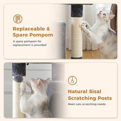 Show full view: PAWZ Road Indoor 44-in Polyester Cat Tree Tower & 2 Cozy Condos, Large, Dark Gray slide 8 of 9