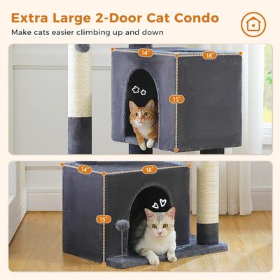 Show full view: PAWZ Road Indoor 44-in Polyester Cat Tree Tower & 2 Cozy Condos, Large, Dark Gray slide 5 of 9
