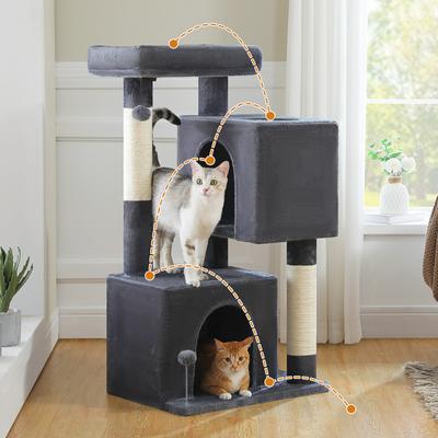 Show full view: PAWZ Road Indoor 44-in Polyester Cat Tree Tower & 2 Cozy Condos, Large, Dark Gray slide 3 of 9