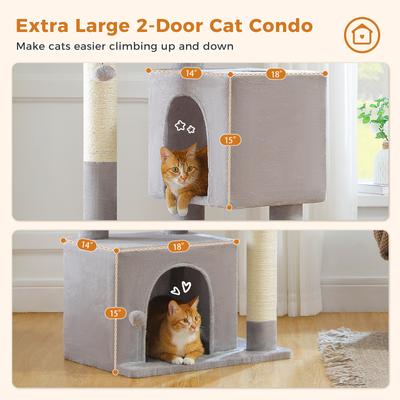 Show full view: PAWZ Road Indoor 44-in Polyester Cat Tree Tower & 2 Cozy Condos, Large, Gray slide 6 of 9