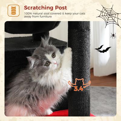 Show full view: PAWZ Road Indoor 33-in Polyester Cat Tree Gothic Tower with Large Condo, Black slide 7 of 11