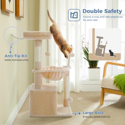 Show full view: PAWZ Road Indoor 33-in Polyester Cat Tree Tower with Large Condo, Beige slide 10 of 12