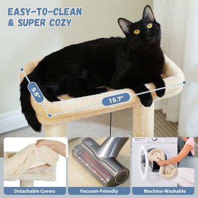 Show full view: PAWZ Road Indoor 33-in Polyester Cat Tree Tower with Large Condo, Beige slide 5 of 12