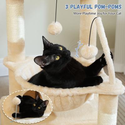 Show full view: PAWZ Road Indoor 33-in Polyester Cat Tree Tower with Large Condo, Beige slide 8 of 12