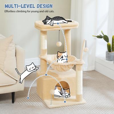 Show full view: PAWZ Road Indoor 33-in Polyester Cat Tree Tower with Large Condo, Beige slide 4 of 12