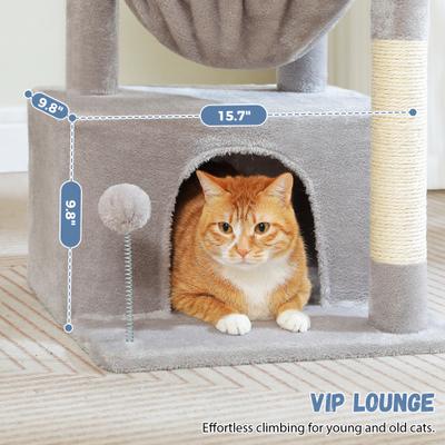 Show full view: PAWZ Road Indoor 33-in Polyester Cat Tree Tower with Large Condo, Gray slide 5 of 11