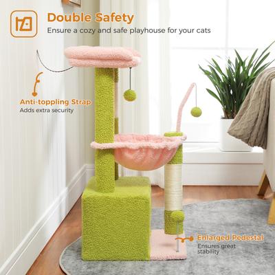 Show full view: PAWZ Road Indoor 33-in Polyester Cat Tree Tower with Large Condo, Pink slide 7 of 10