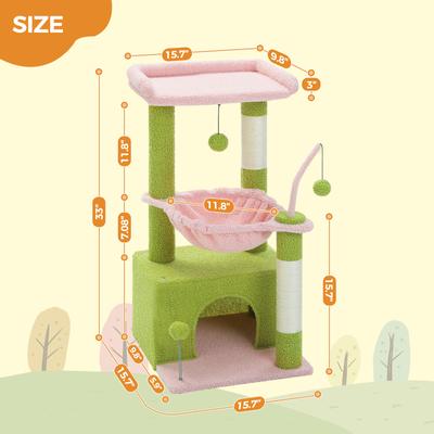 Show full view: PAWZ Road Indoor 33-in Polyester Cat Tree Tower with Large Condo, Pink slide 3 of 10