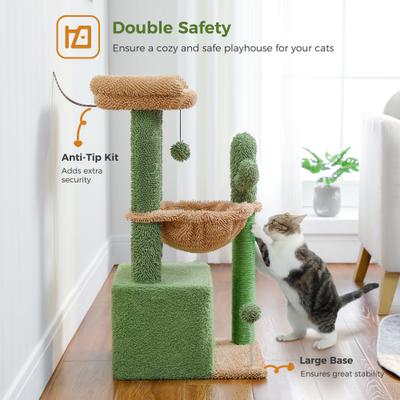 Show full view: PAWZ Road Indoor 33-in Polyester Cat Tree Tower with Large Condo, Cactus Green slide 6 of 11