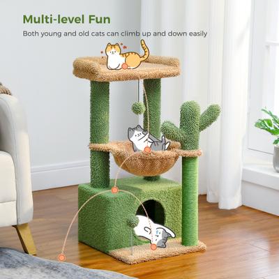 Show full view: PAWZ Road Indoor 33-in Polyester Cat Tree Tower with Large Condo, Cactus Green slide 3 of 11