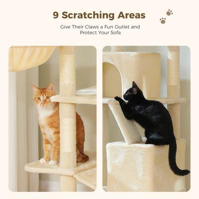 Show full view: PAWZ Road 70.8-in Polyester Tall Cat Tree & 2 Condos, Hammock, Large, Beige slide 7 of 9