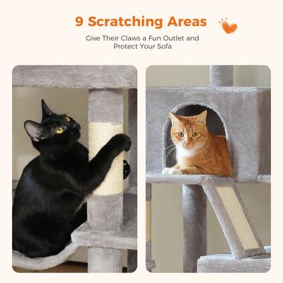 Show full view: PAWZ Road 70.8-in Polyester Tall Cat Tree & 2 Condos, Hammock, Large, Gray slide 7 of 9