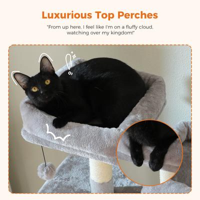 Show full view: PAWZ Road 70.8-in Polyester Tall Cat Tree & 2 Condos, Hammock, Large, Gray slide 5 of 9