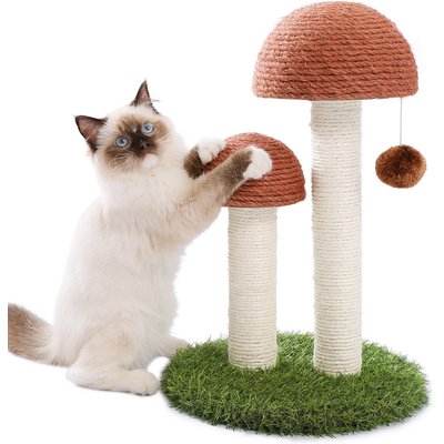 PAWZ Road PAWZ Road 19-in Polyester Mushroom Cat Scratching Post with Interactive Toy Ball, Brown