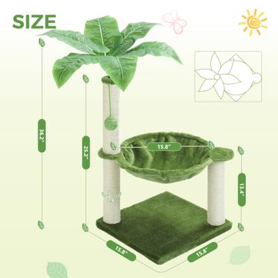 Show full view: PAWZ Road 28-in Polyester Cat Tree Tower with Sisal Scratching Posts, Small, Green slide 2 of 10