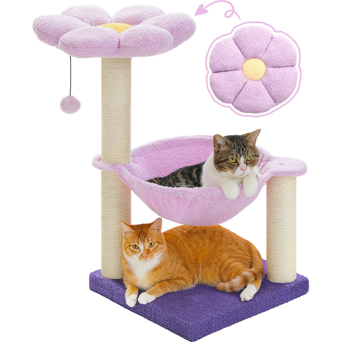 PAWZ Road 28-in Polyester Cat Tree Tower with Sisal Scratching Posts, Small, Purple