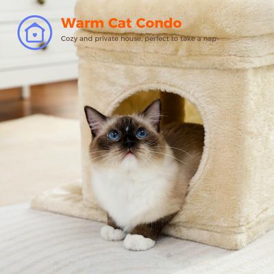 Show full view: PAWZ Road 26.8-in Polyester Cat Tree Tower & Condo, Large Perch, Beige, Small slide 7 of 11