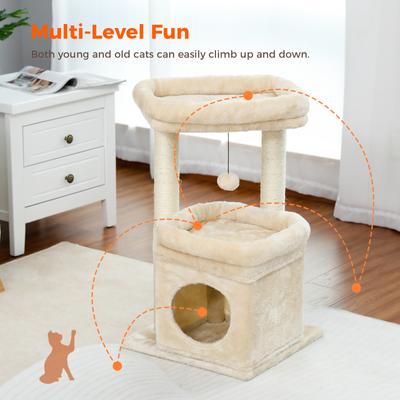 Show full view: PAWZ Road 26.8-in Polyester Cat Tree Tower & Condo, Large Perch, Beige, Small slide 4 of 11