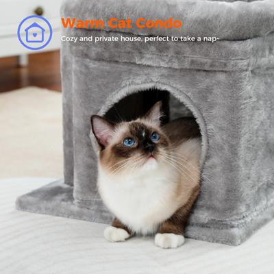 Show full view: PAWZ Road 26.8-in Polyester Cat Tree Tower & Condo, Large Perch, Gray, Small slide 4 of 10