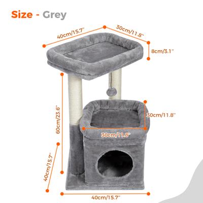 Show full view: PAWZ Road 26.8-in Polyester Cat Tree Tower & Condo, Large Perch, Gray, Small slide 3 of 10