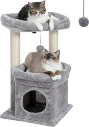 PAWZ Road 26.8-in Polyester Cat Tree Tower & Condo, Large Perch, Gray, Small