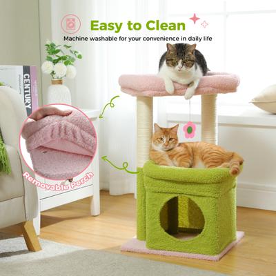 Show full view: PAWZ Road 26.8-in Polyester Cat Tree Tower & Condo, Large Perch, Pink, Small slide 8 of 10