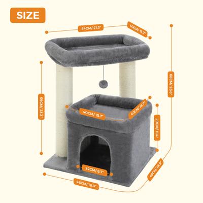 Show full view: PAWZ Road 26.8-in Polyester Cat Tree Tower & Condo, Large Perch, Gray, Medium slide 2 of 9