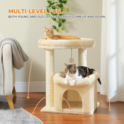 Show full view: PAWZ Road 26.8-in Polyester Cat Tree Tower & Condo, Large Perch, Beige, Medium slide 3 of 8