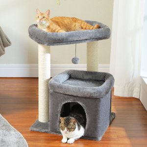 PAWZ Road 26.8-in Polyester Cat Tree Tower & Condo, Large Perch, Gray, Medium