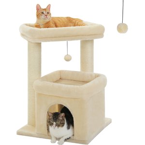 PAWZ Road 26.8-in Polyester Cat Tree Tower & Condo, Large Perch, Beige, Medium