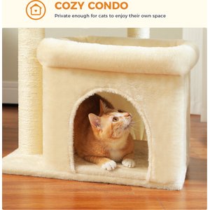 PAWZ Road 26.8-in Polyester Cat Tree Tower & Condo, Large Perch, Beige, Medium