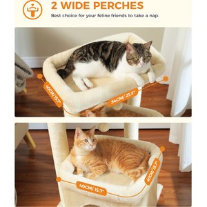 PAWZ Road 26.8-in Polyester Cat Tree Tower & Condo, Large Perch, Beige, Medium