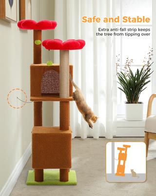 Show full view: PAWZ Road Indoor 52.4-in Polyester Tall Cat Tree Tower & 2 Condos, Brown slide 6 of 8