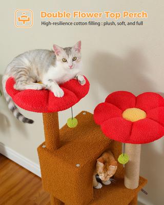 Show full view: PAWZ Road Indoor 52.4-in Polyester Tall Cat Tree Tower & 2 Condos, Brown slide 4 of 8