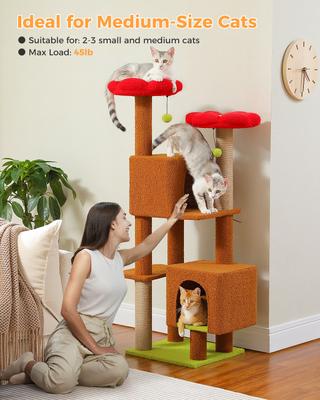 Show full view: PAWZ Road Indoor 52.4-in Polyester Tall Cat Tree Tower & 2 Condos, Brown slide 3 of 8