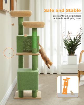 Show full view: PAWZ Road Indoor 52.4-in Polyester Tall Cat Tree Tower & 2 Condos, Green slide 5 of 7