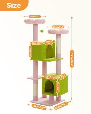 Show full view: PAWZ Road Indoor 52.4-in Polyester Tall Cat Tree Tower & 2 Condos, Pink slide 2 of 8