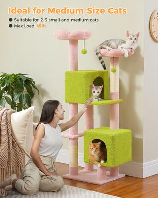 Show full view: PAWZ Road Indoor 52.4-in Polyester Tall Cat Tree Tower & 2 Condos, Pink slide 3 of 8