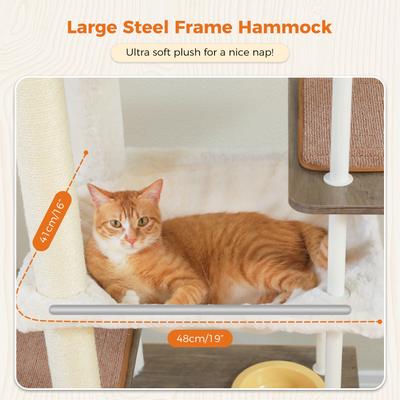 Show full view: PAWZ Road 75-in Tall Polyester Cat Tree & 2 Condos with Food Station & Large Hammock, Gray slide 3 of 10