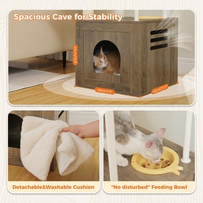 Show full view: PAWZ Road 75-in Tall Polyester Cat Tree & 2 Condos with Food Station & Large Hammock, Gray slide 5 of 10