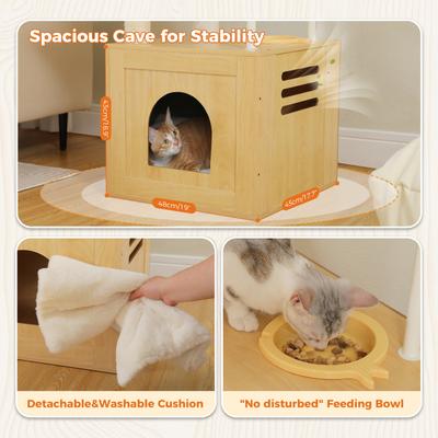 Show full view: PAWZ Road 75-in Tall Polyester Cat Tree & 2 Condos with Food Station & Large Hammock, Beige slide 6 of 10