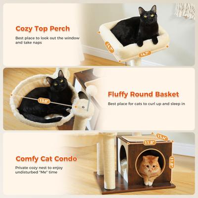 Show full view: PAWZ Road Indoor 43-in Polyester Modern Cat Tree Tower & Condo, Brown slide 5 of 9