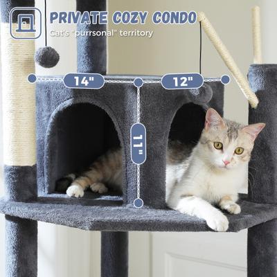 Show full view: PAWZ Road 69-in Tall Polyester Cat Tree Tower & Condo with Large Hammock, Dark Gray slide 5 of 10