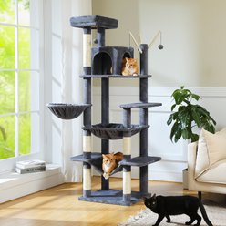 PAWZ Road 69-in Tall Polyester Cat Tree Tower & Condo with Large Hammock, Dark Gray