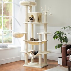PAWZ Road 69-in Tall Polyester Cat Tree Tower & Condo with Large Hammock, Beige